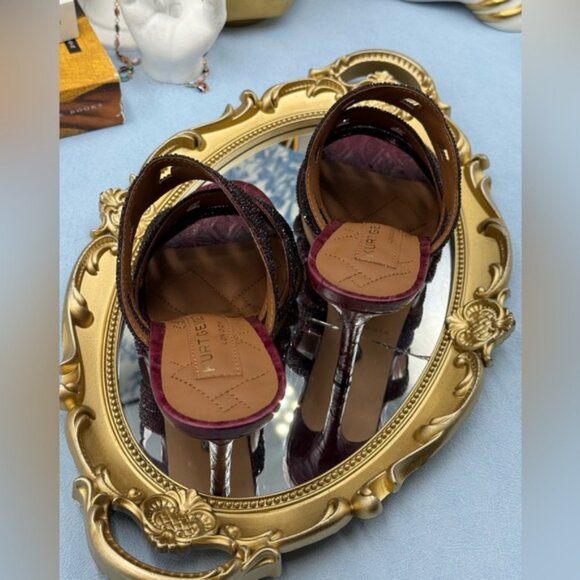 🆕 KURT GEIGER LONDON 🧿 NWOB Crystal Embellished Chain Mule Heel, Wine -Sz 37 7 - Picture 13 of 16